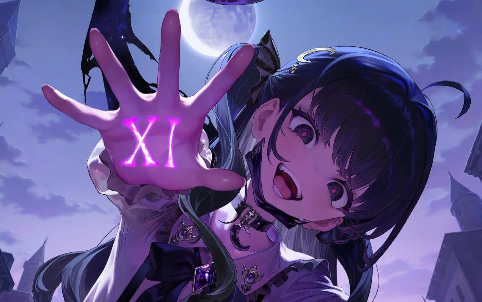 ソーニャが手を広げXIの文字を見せる、イベント「Stigma of Dreams」のキービジュアル。