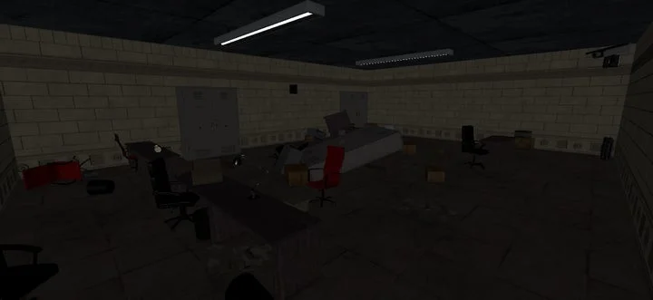 新マップ「Ghost Station」の荒廃したオフィスのようなゲーム画面