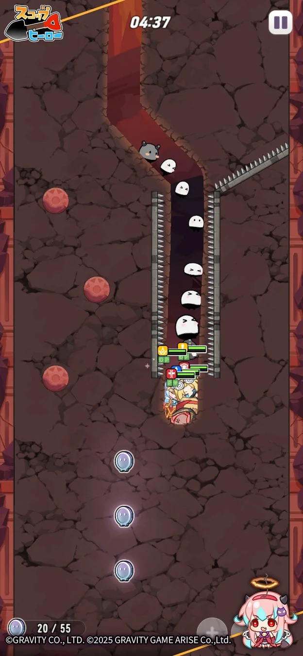 スコップヒーローの探索パズル画面、地面を掘り進むゲームプレイ