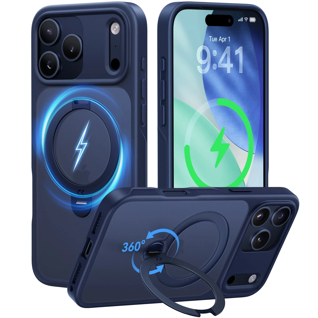 CASEKOO ShirudoブルーケースのMagSafe充電と360度回転スタンド