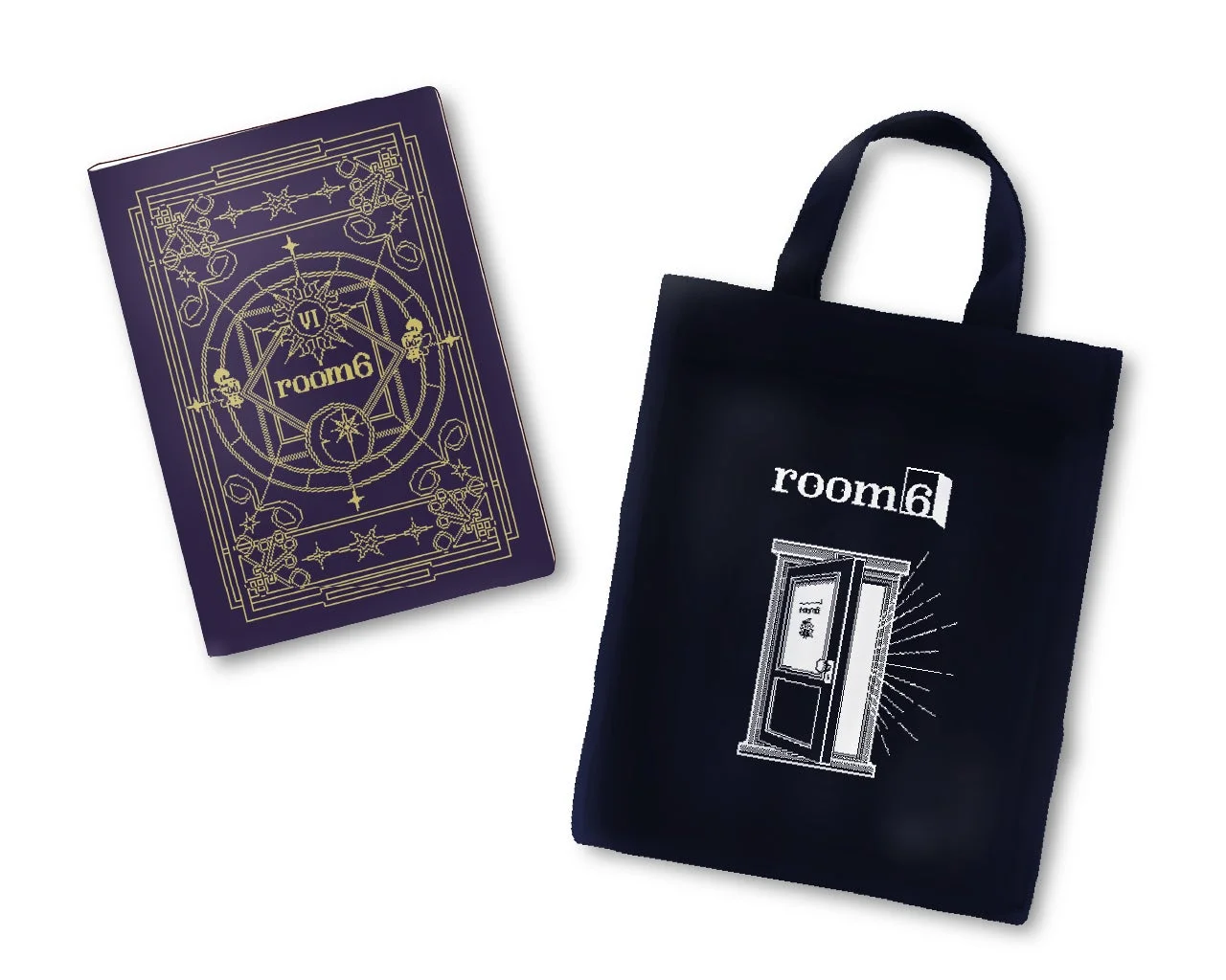 room6ロゴ入りトートバッグとミニノートのノベルティ