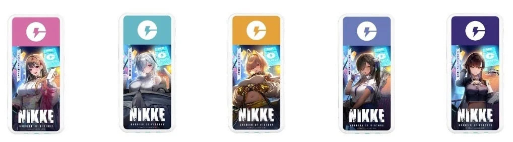NIKKEのキャラクター5名がデザインされたChargeSPOTモバイルバッテリー
