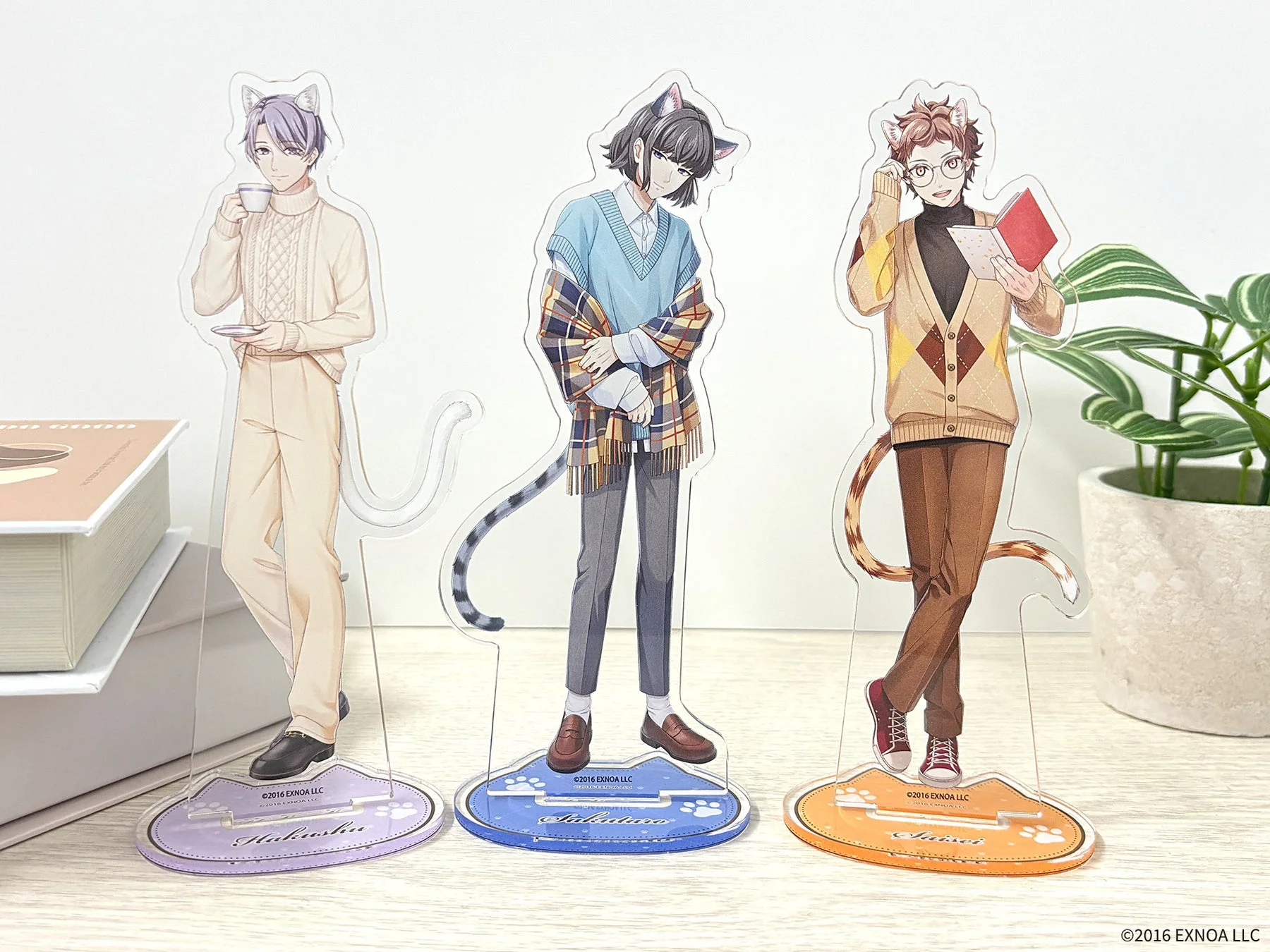 猫耳文豪3人の描き起こしアクリルスタンド実物写真