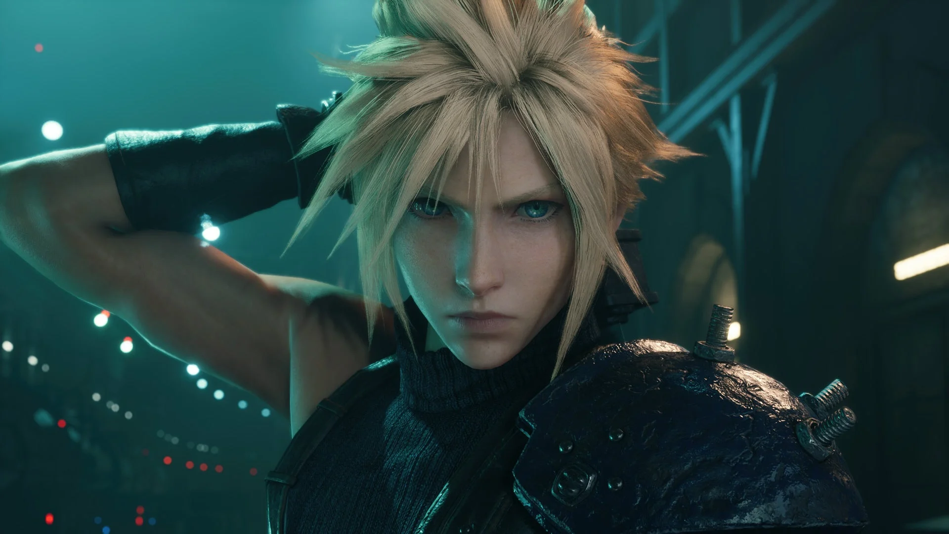 『FFVII リメイク インターグレード』主人公クラウド・ストライフの顔アップ