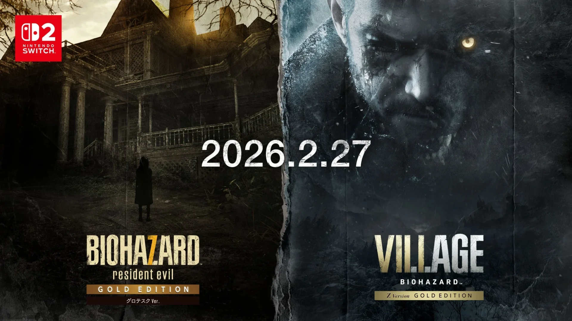 Nintendo Switch 2版『バイオハザード7』と『ヴィレッジ』の発売告知画像