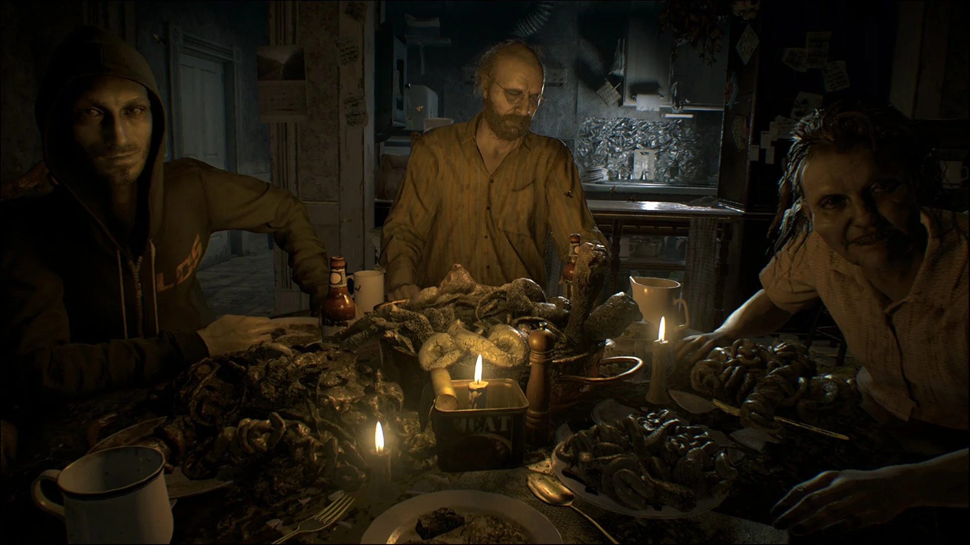 『バイオハザード7 レジデント イービル』のベイカー一家の食卓シーン