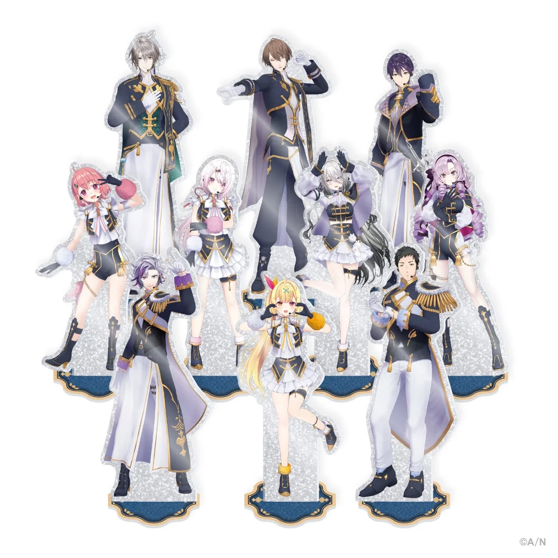 共通衣装3Dグッズvol.1のラメアクリルスタンド全10種。
