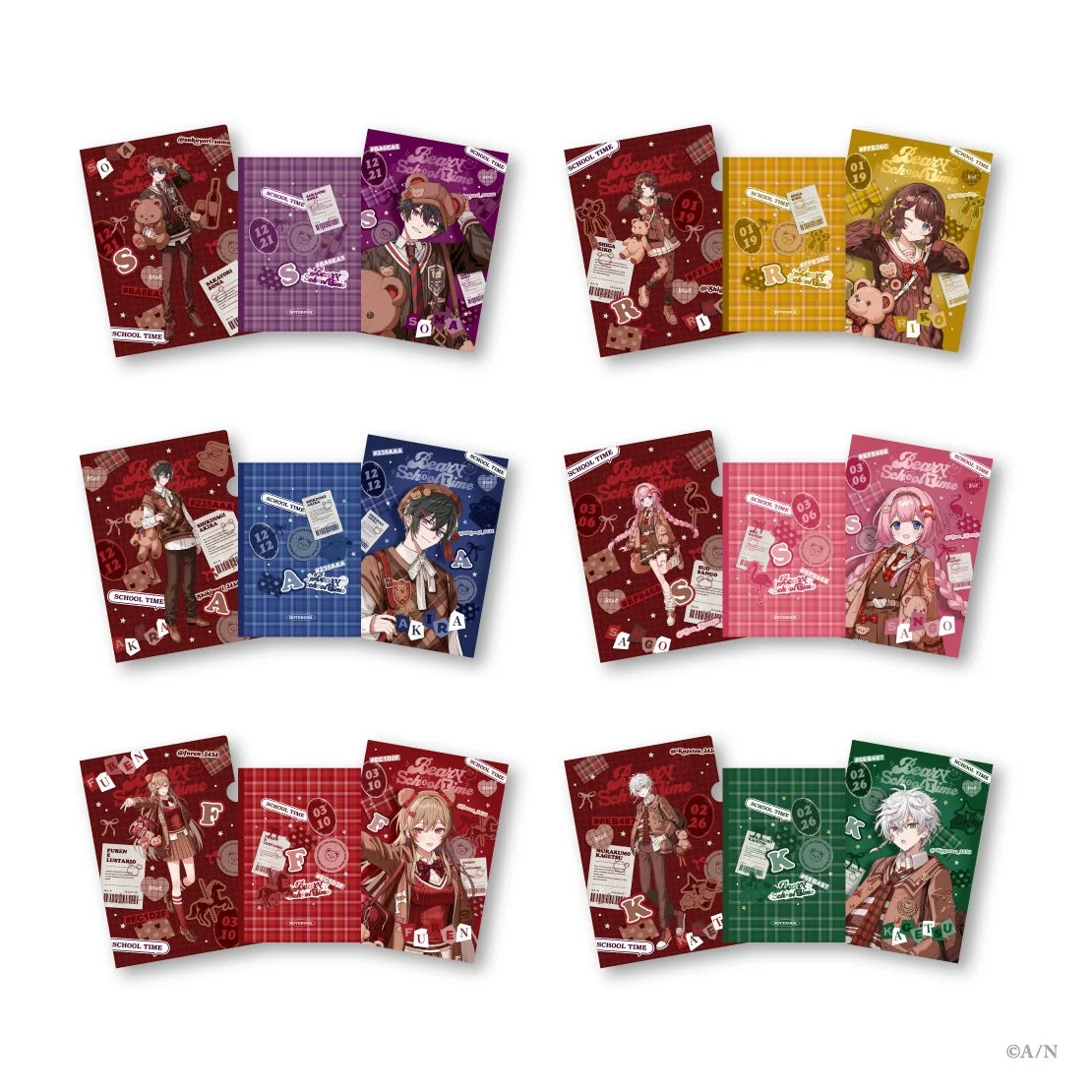 「Beary School Time」ステーショナリーセット全6種。