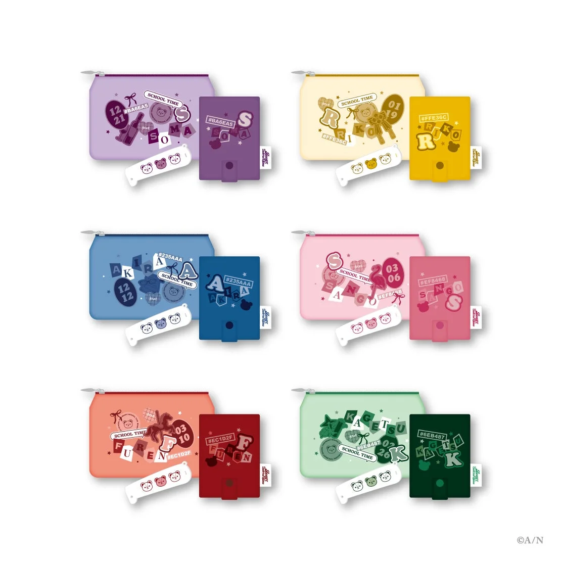 「Beary School Time」ミラー&コームセット全6種。