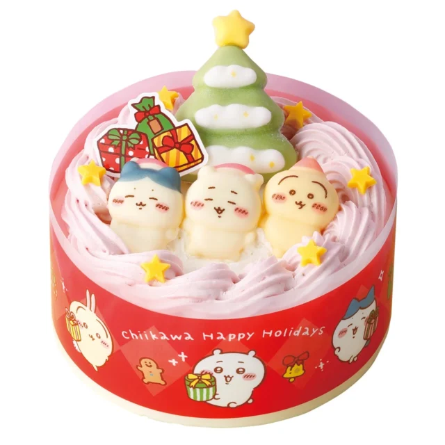 ちいかわのキャラクターを模した夢見るわくわくクリスマスケーキ。