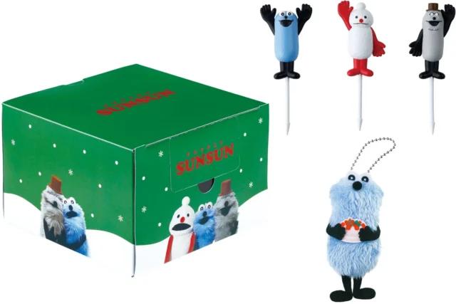 パペットスンスン クリスマスチョコケーキの箱、ピック、オリジナルマスコット。