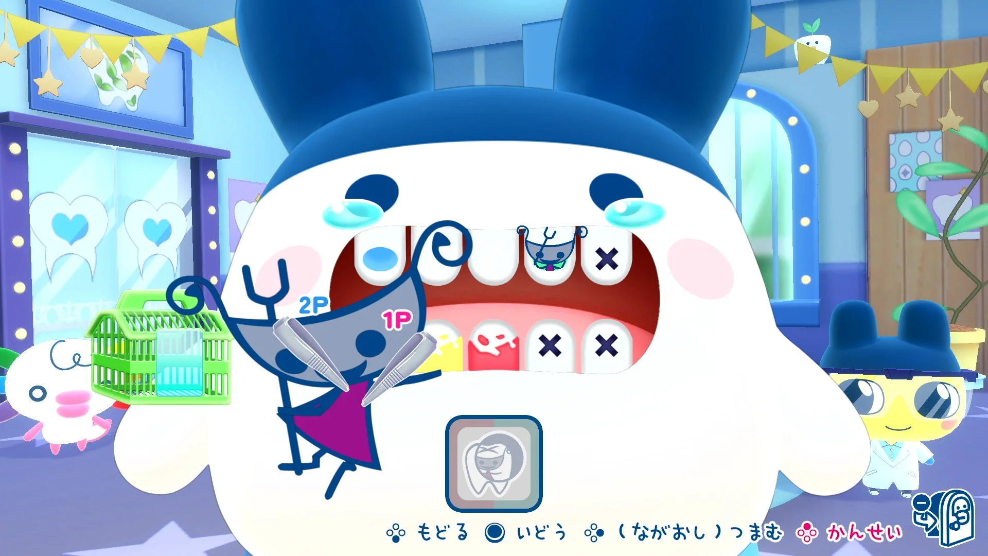 ゲーム内の歯医者さんのおみせやさんプレイ画面