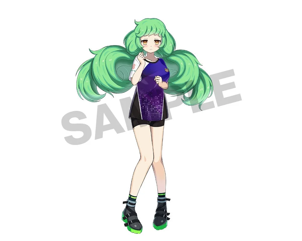 特典の選手Tシャツを着た緑髪のキャラクター