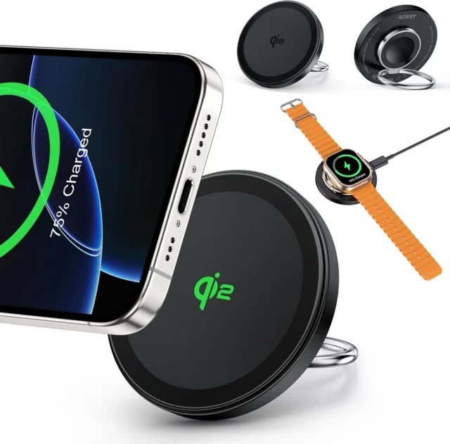 Qi2認証マグセーフ対応リングスタンド付きワイヤレス充電器A3Q