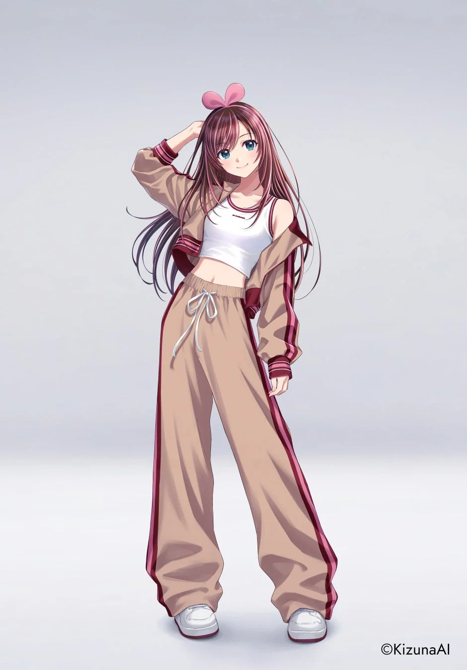 ジャージ姿で立つKizunaAIのキャラクタービジュアル