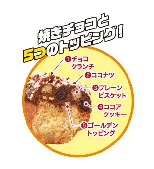 ドーナツの断面と5つのトッピング構成説明図