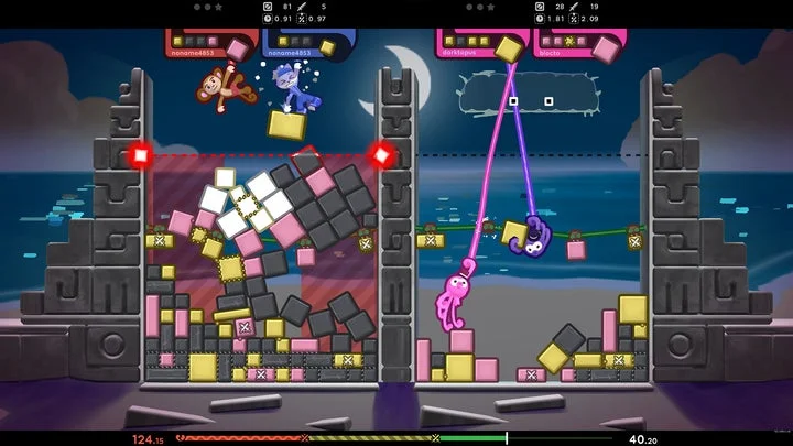 『TopplePOP』の夜の遺跡ステージでの対戦