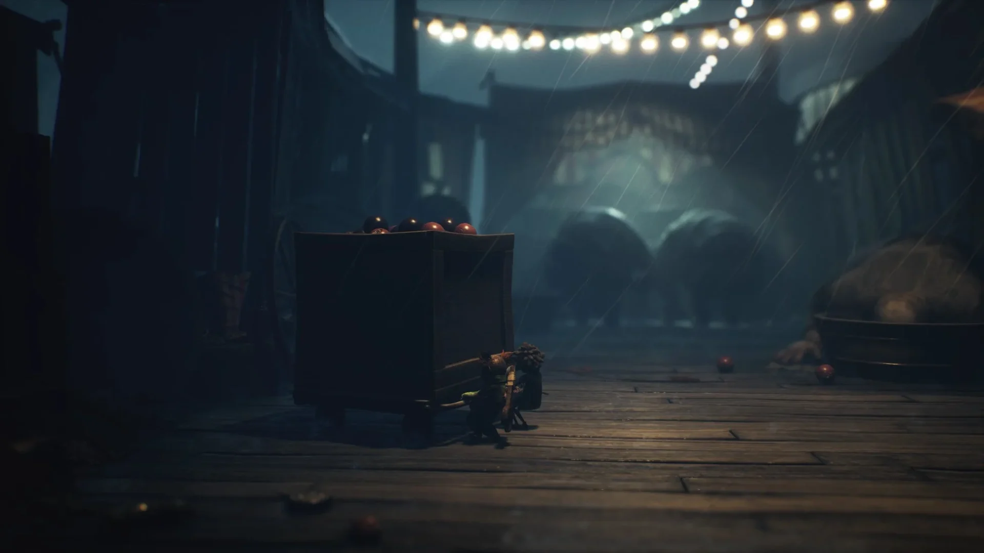 『リトルナイトメア3』でロゥがオブジェクトを動かしているゲーム画面