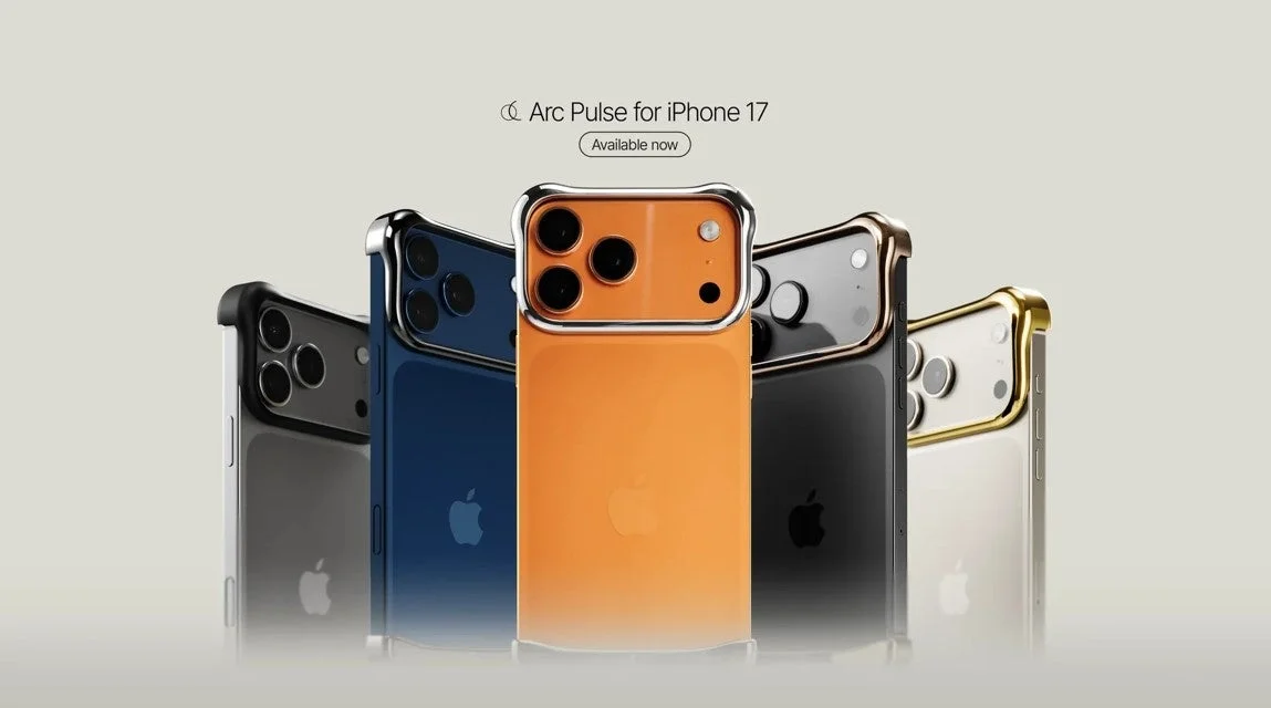 Arc Pulseを装着したiPhone17シリーズ複数色が並ぶ