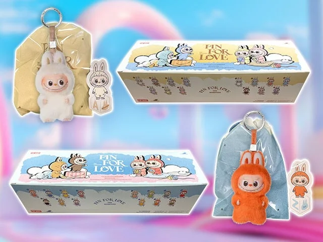 『LABUBU』THE MONSTERS PIN FOR LOVEシリーズのぬいぐるみペンダントとボックス