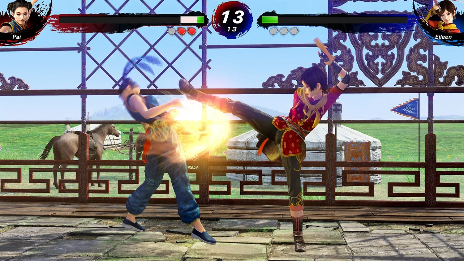 『Virtua Fighter 5 R.E.V.O. World Stage』の対戦プレイ画面