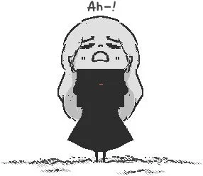 悲しみを表現する主人公アカネのピクセルアート表情