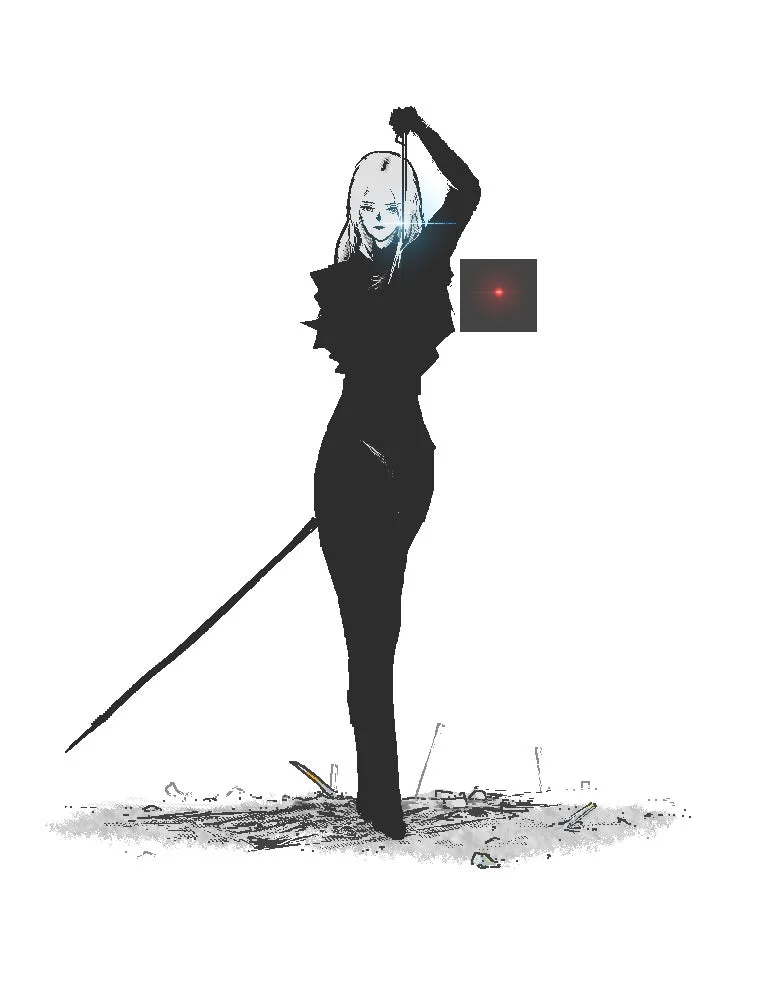 剣を構える主人公アカネの全身イラスト