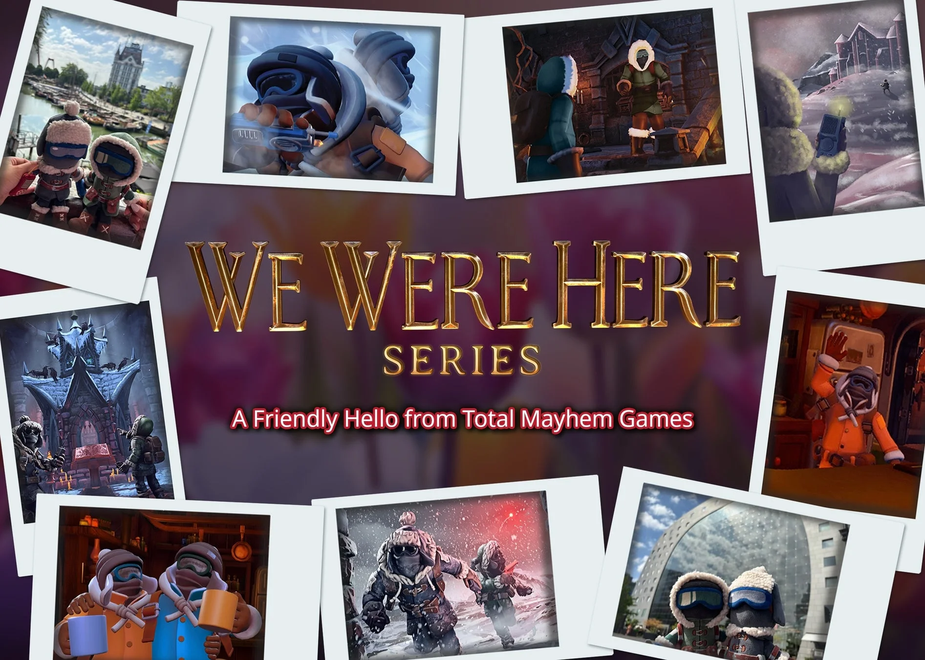 We Were Hereシリーズのロゴと複数のゲームプレイ画面