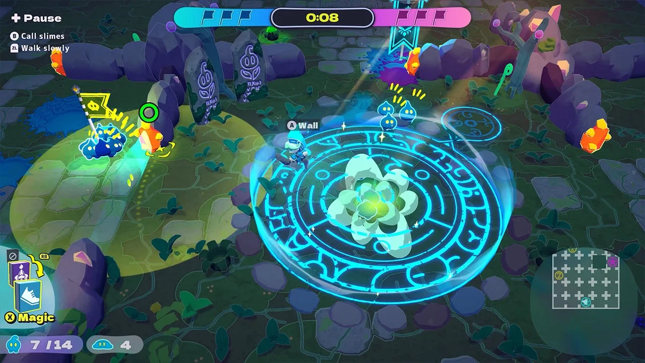 『Jelly Troops』のゲームプレイ画面、スライムが壁を作る様子