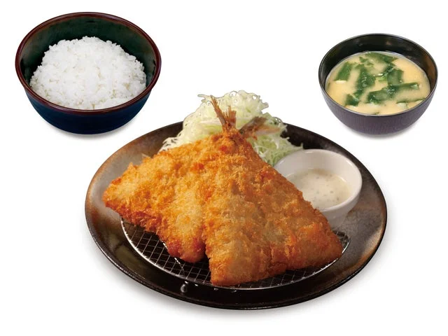 松のや アジフライ(2枚)定食の全体像