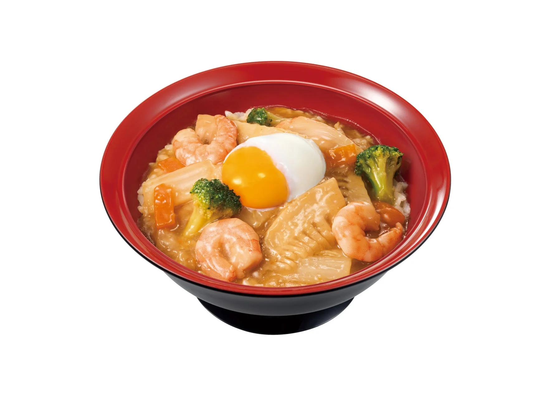 すき家のおんたまエビ中華丼。温泉卵が乗った中華丼。