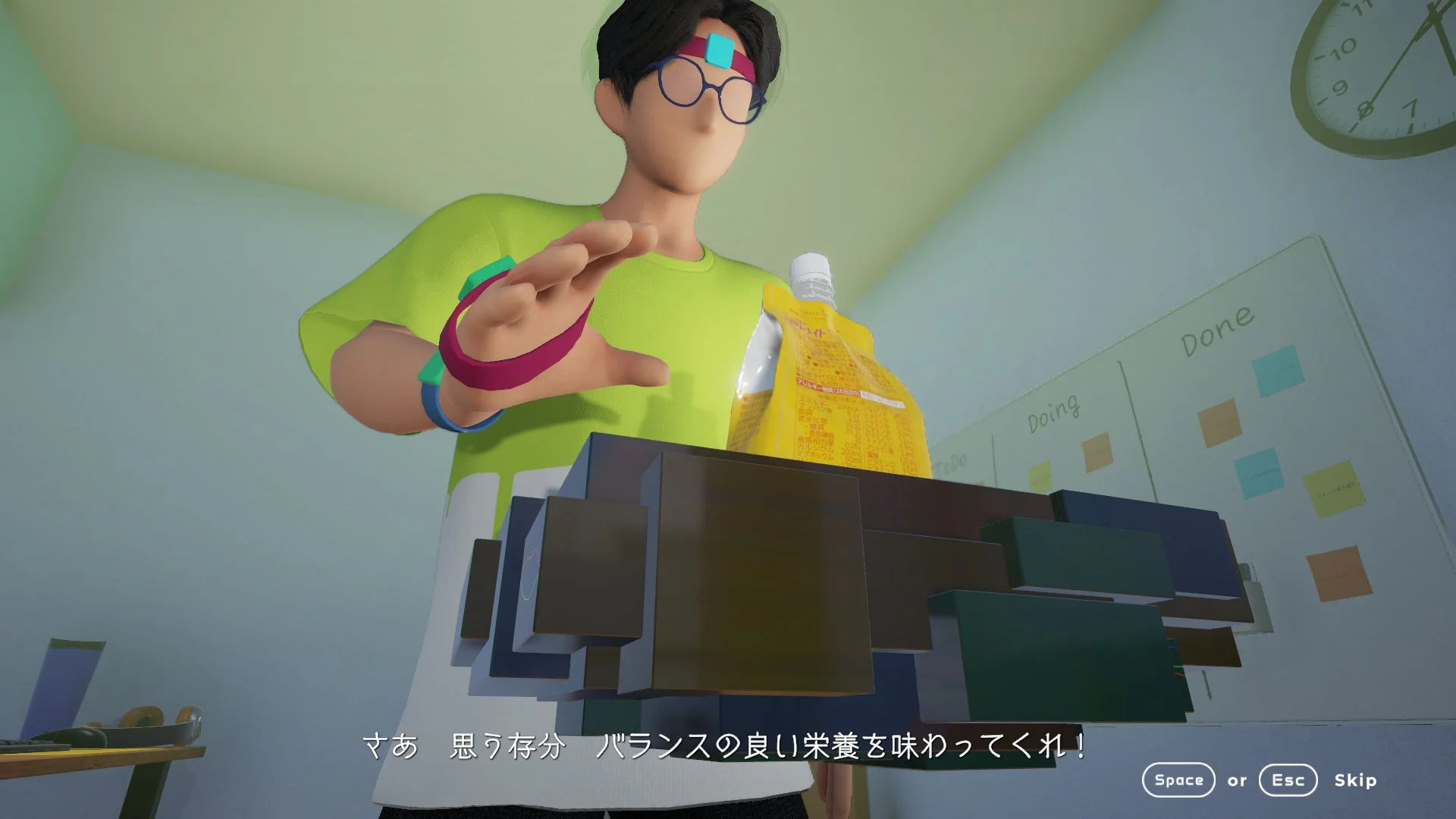 ゲームクリエイターの手にカロリーメイトゼリーが到着したクリア画面