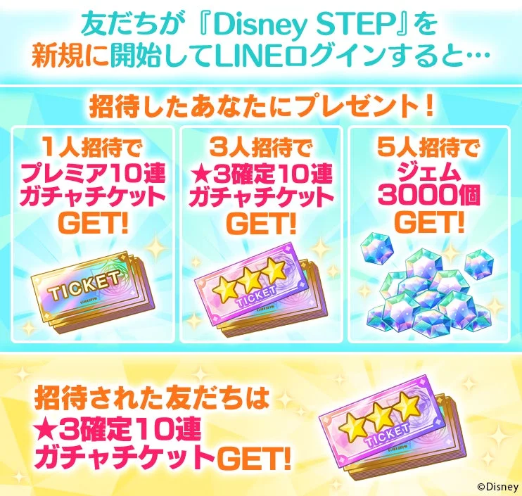 Disney STEPのLINE友だち招待で獲得できる豪華アイテム一覧