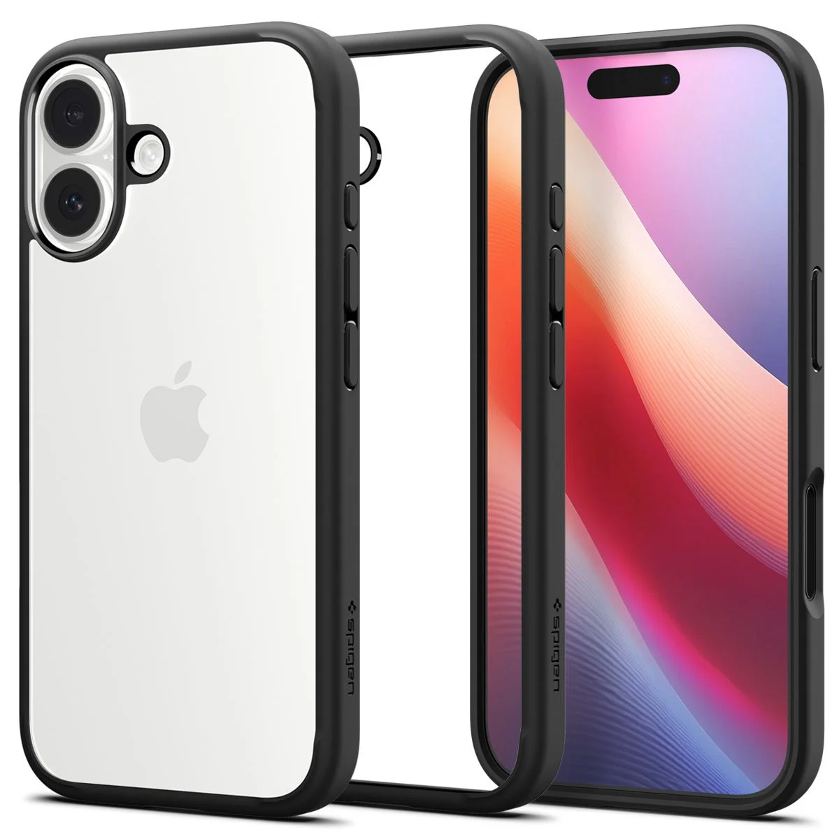 Ultra Hybrid Matte Blackケースを装着したiPhoneとケース単体