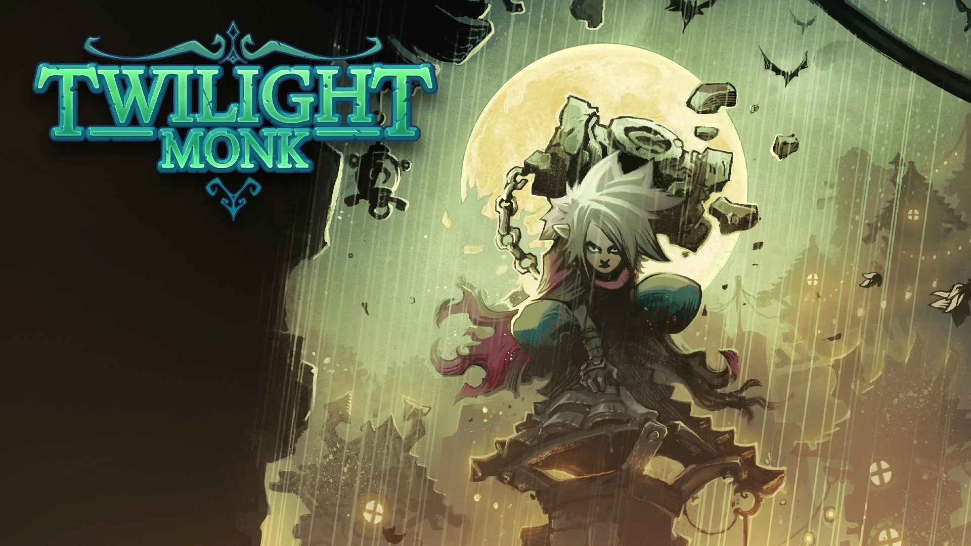 「Twilight Monk」のタイトルロゴと主人公ラジエルのイラスト