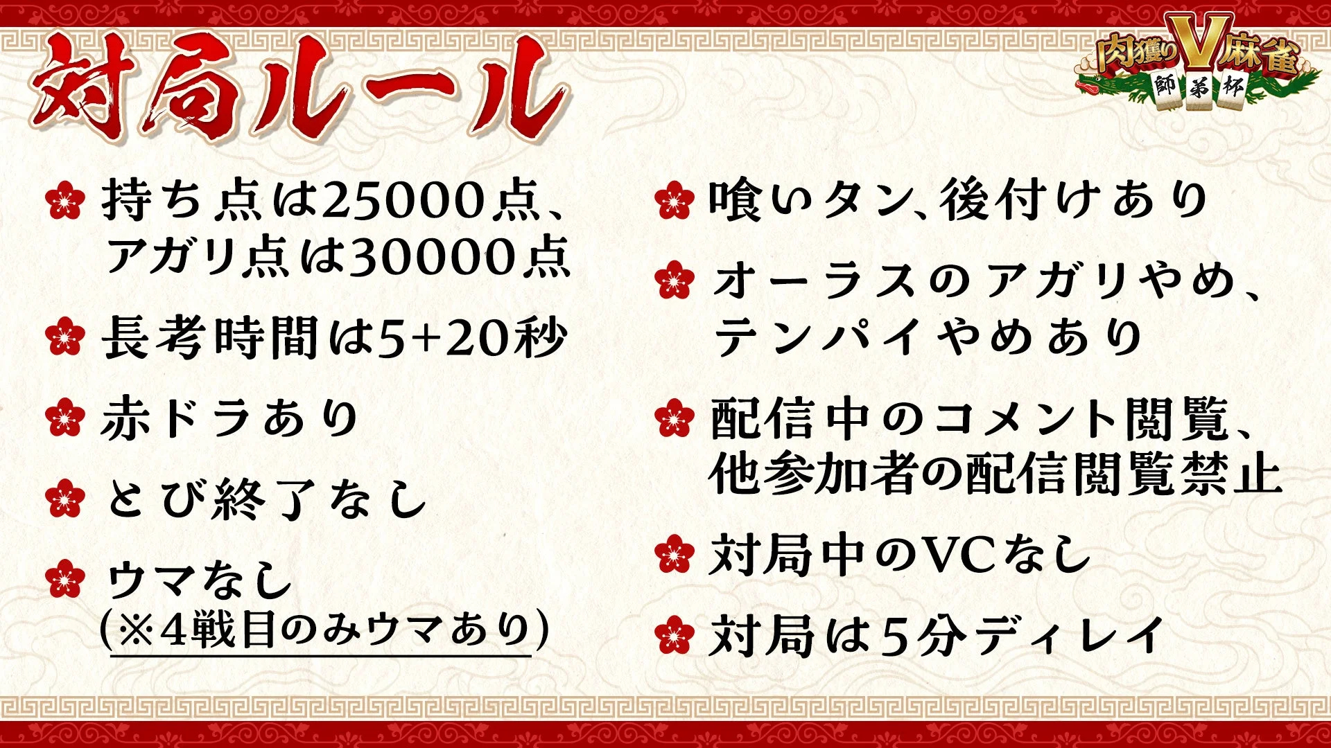 「肉獲りV麻雀～師弟杯～」対局ルール詳細