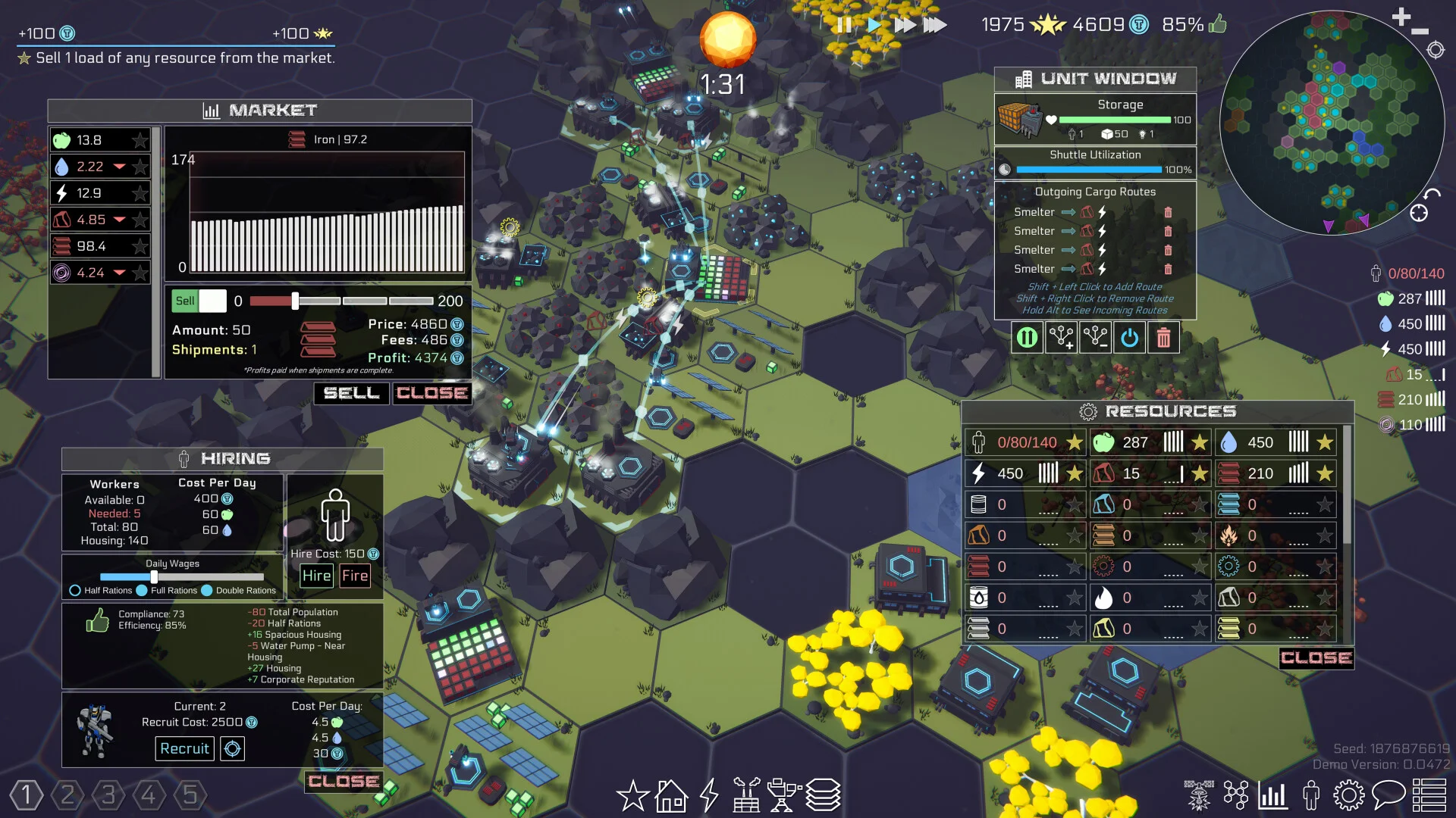宇宙産業コロニー建設ストラテジー『Deep Space Directive』早期アクセス配信中。ヘックスタイル世界で資源管理と防衛を両立する未来的経営シム