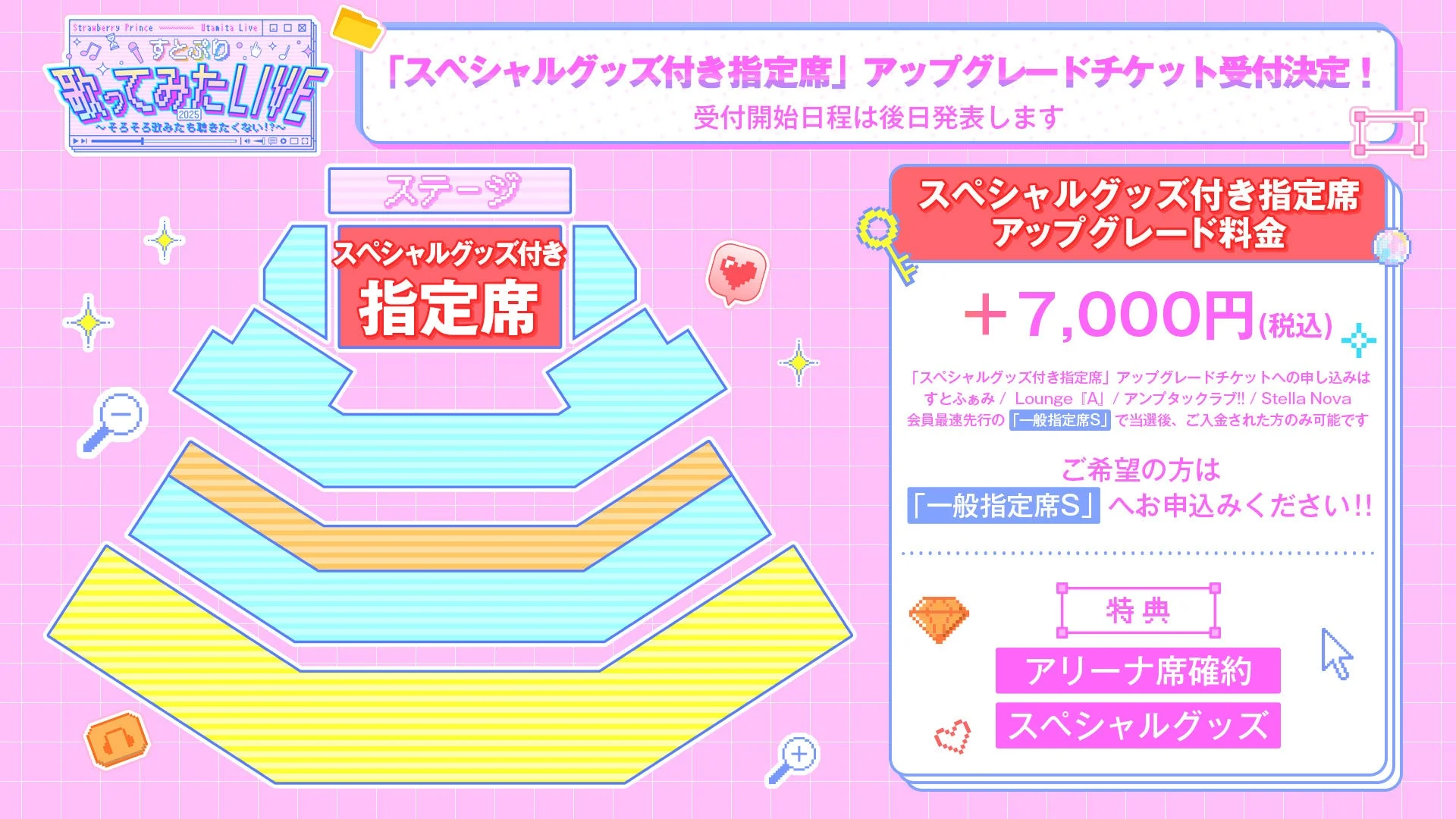スペシャルグッズ付き指定席アップグレードの座席表と特典