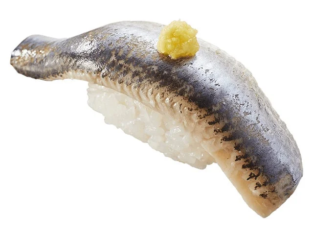 生姜が添えられた『三陸産とろいわし』の一貫。