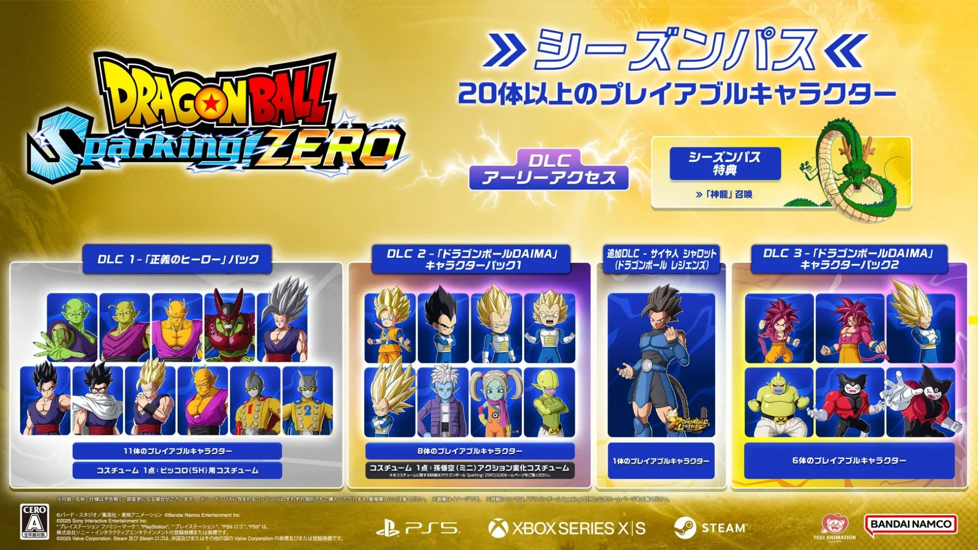 シーズンパスの特典とDLCキャラクターパック一覧