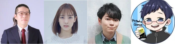 生放送に出演するMCのOooDa、アシスタント飯窪春菜、ゲストの髙木裕平、ドラちゃん