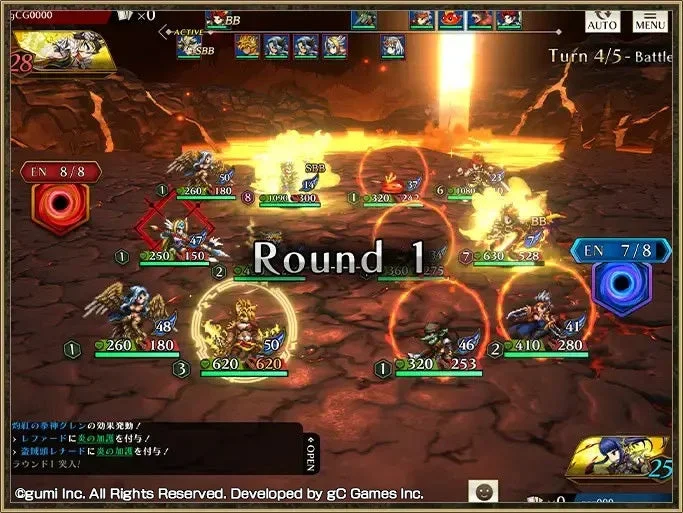 「BRAVE FRONTIER VERSUS」の戦闘画面
