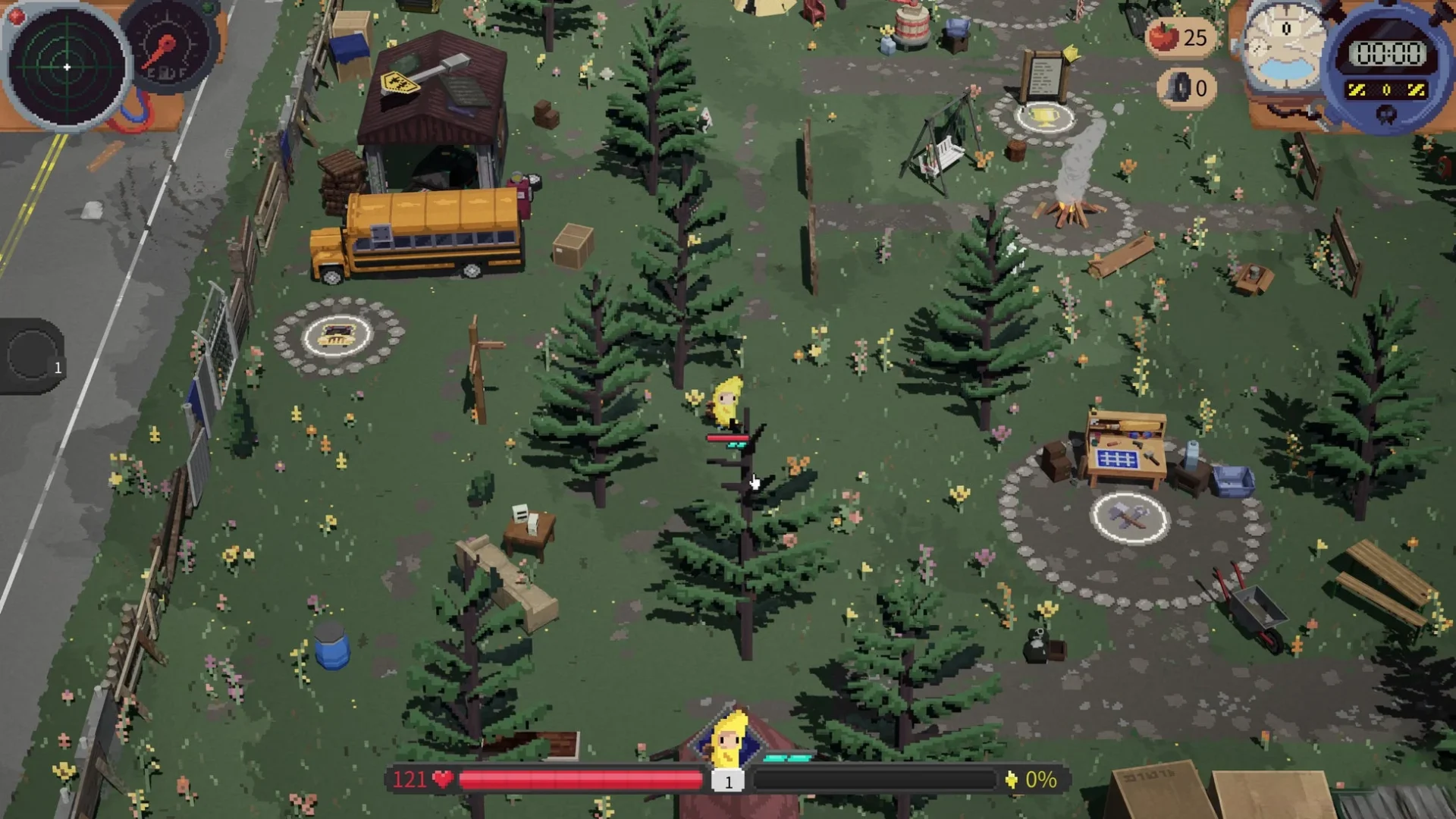 『Dead Days: Roadtrip』のゲームプレイ画面（探索中）