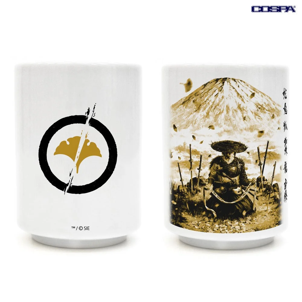 『GHOST OF YŌTEI』紋章と富士山のデザインが施された陶器製湯のみ