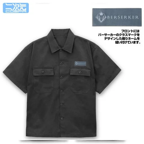 バーサーカー/モルガン刺繍ワークシャツ（GRAY）前面とタグ