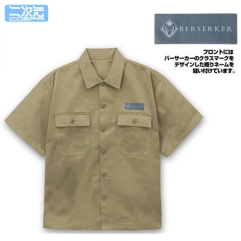 バーサーカー/モルガン刺繍ワークシャツ（SAND KHAKI）前面とタグ