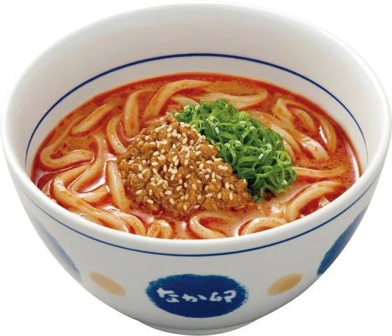 なか卯 担々うどん。肉味噌とネギが特徴の旨辛担々うどん