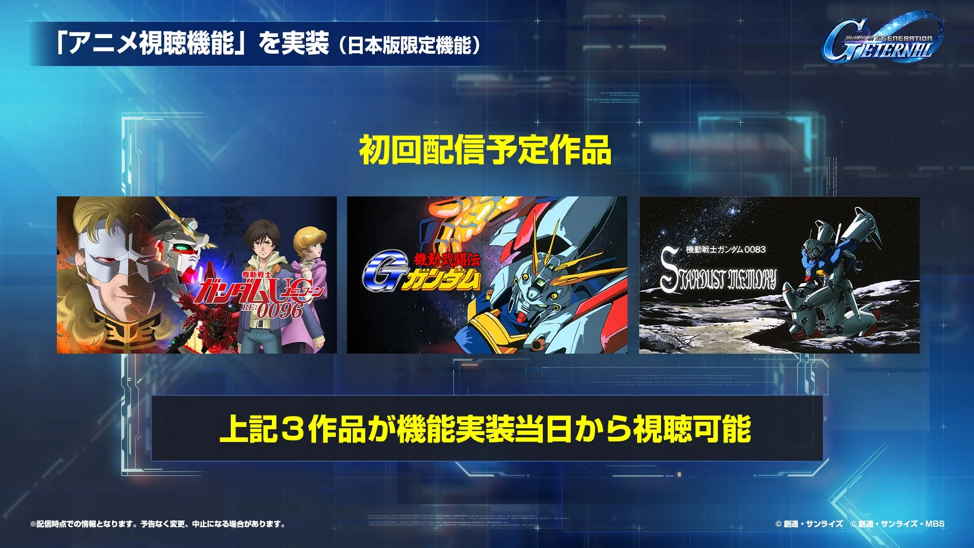 アニメ視聴機能の初回配信作品