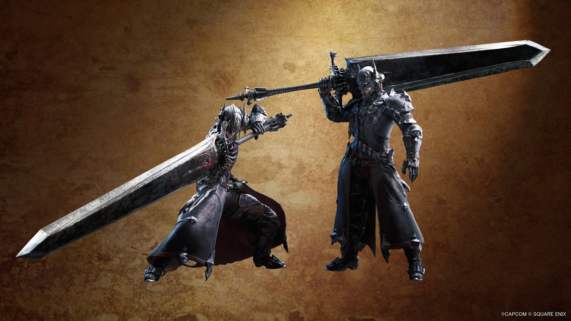 暗黒騎士装備と大剣「シャドウブリンガー」を構えるハンター