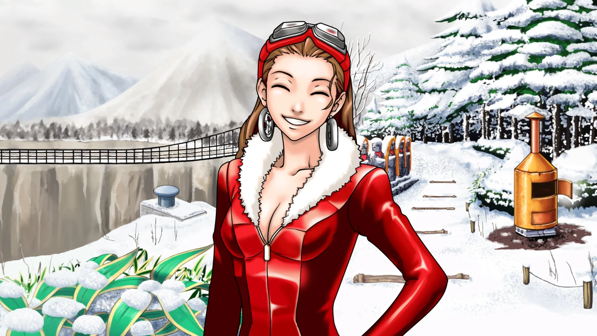 アクションエディターで作成された雪景色に立つキャラクターのシチュエーション